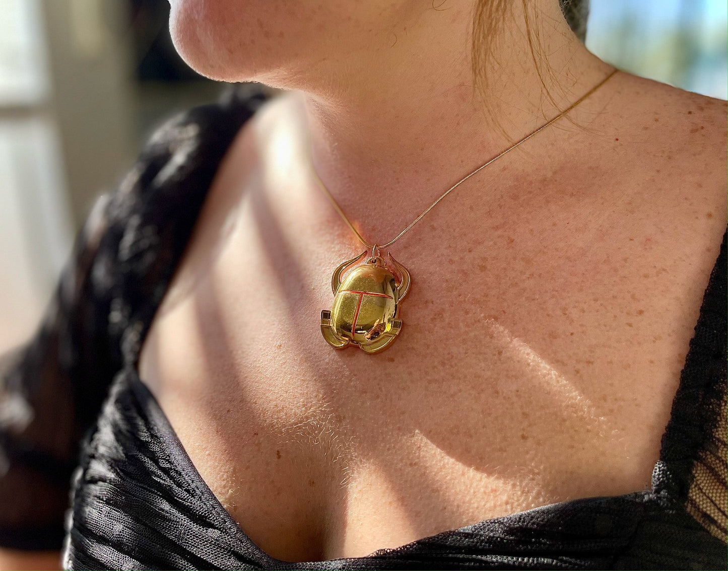 scarab occult magic egyptian necklace pendant