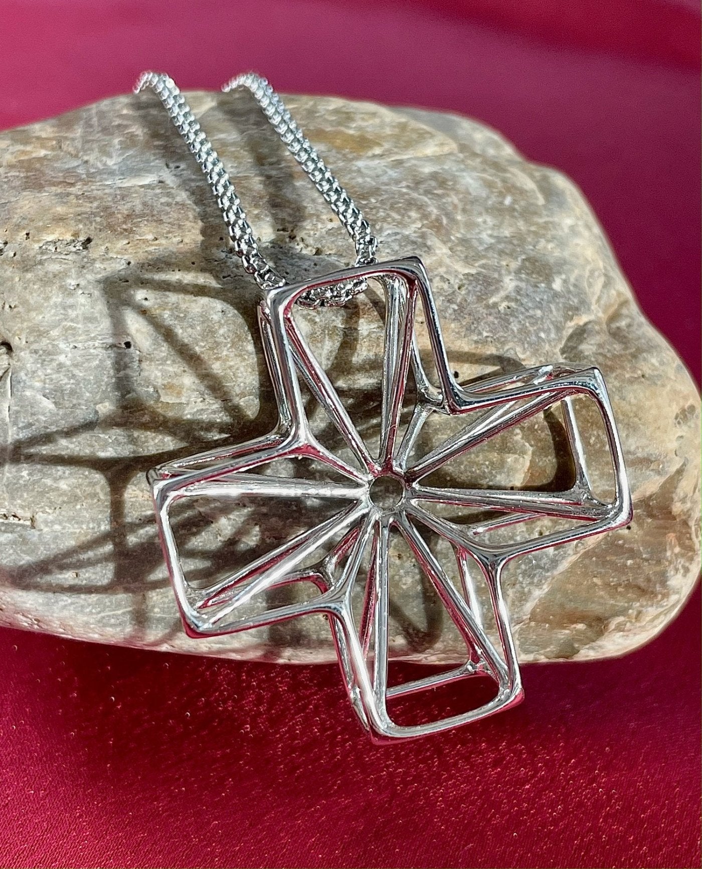 medical cross geometric necklace pendant