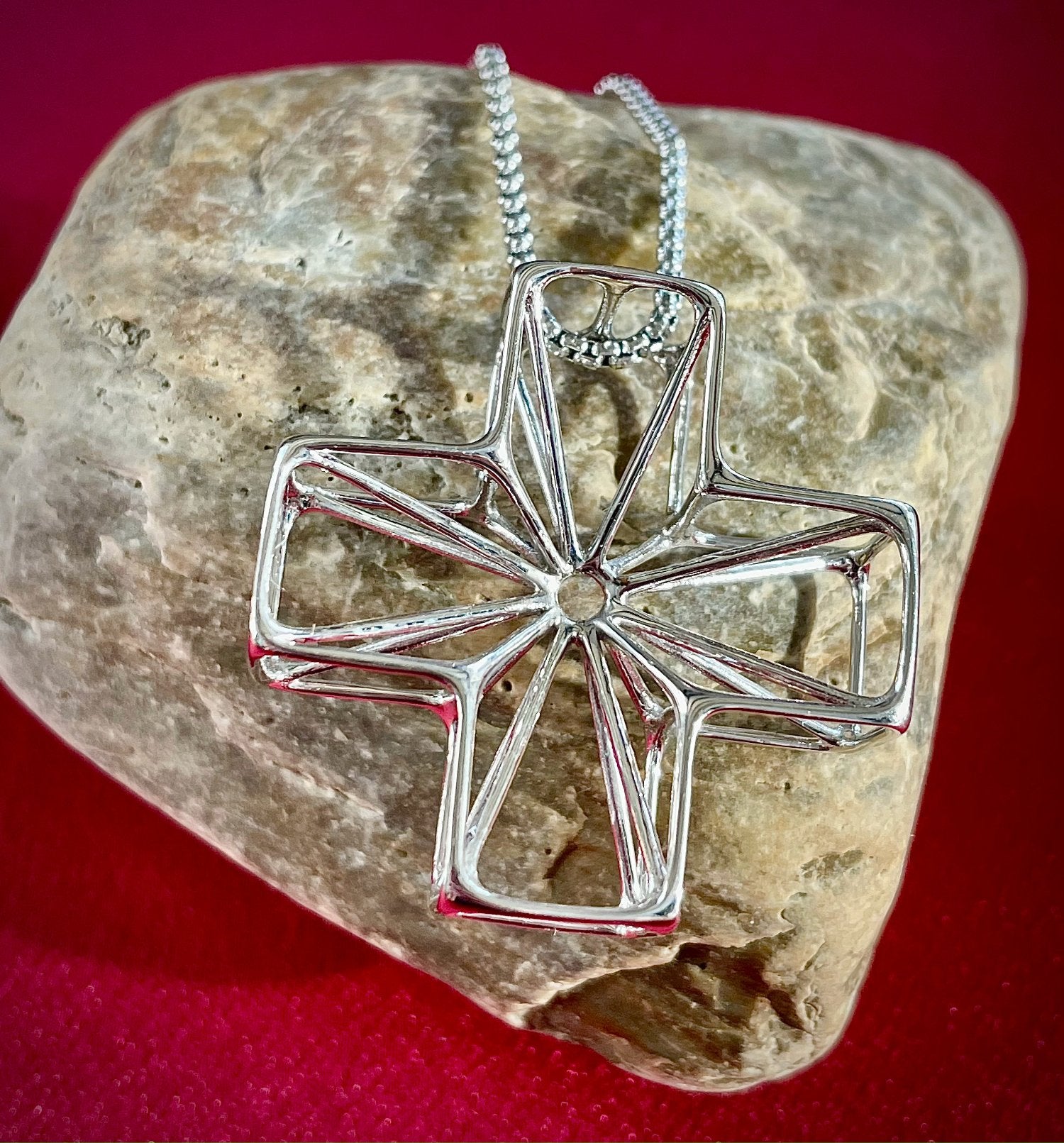 medical cross geometric necklace pendant