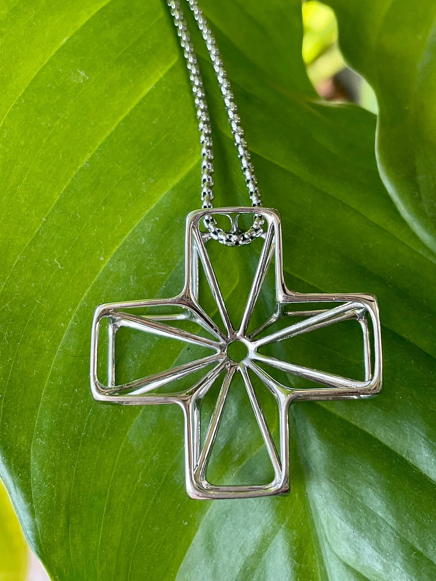 medical cross geometric necklace pendant