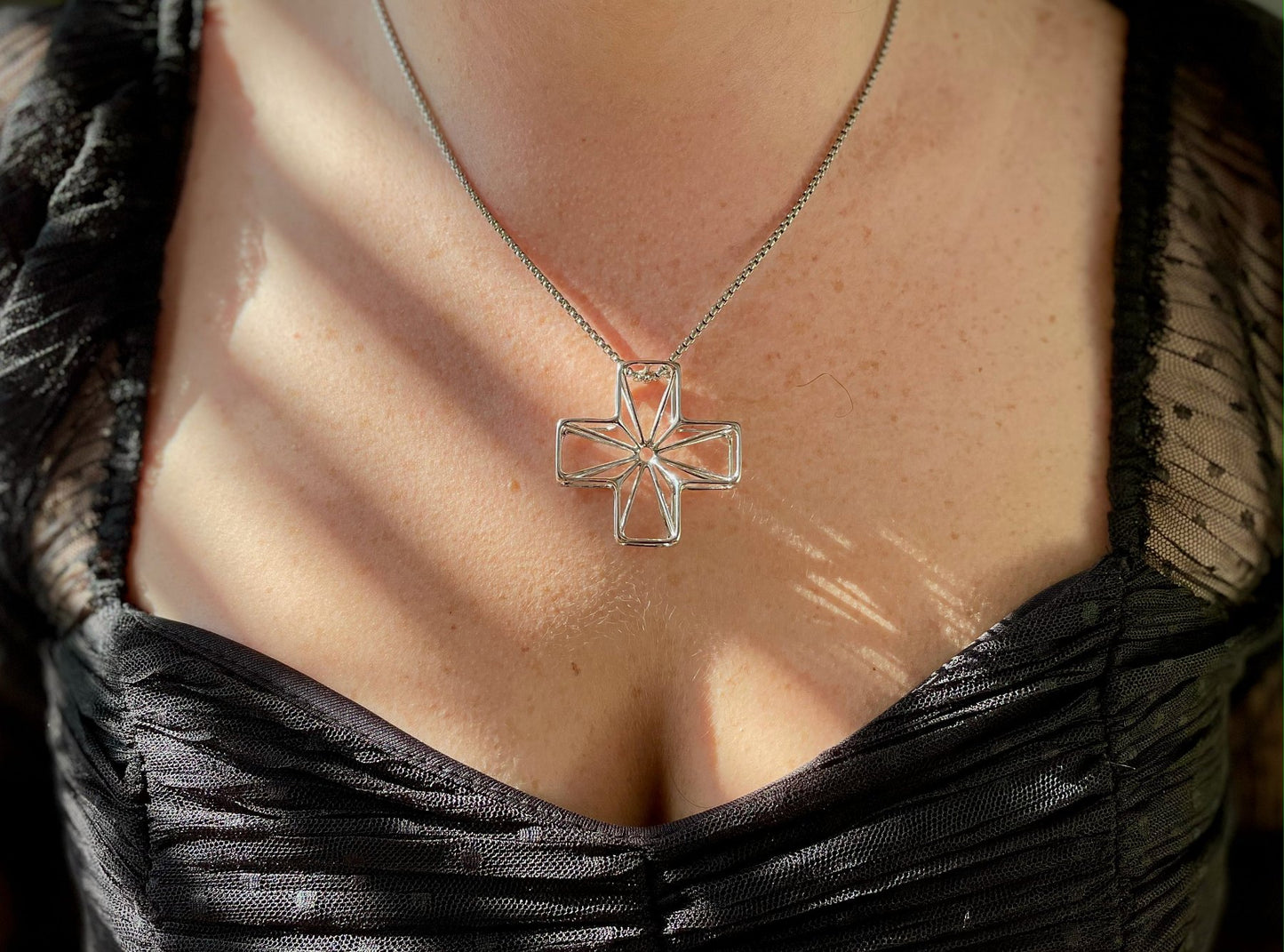 medical cross geometric necklace pendant