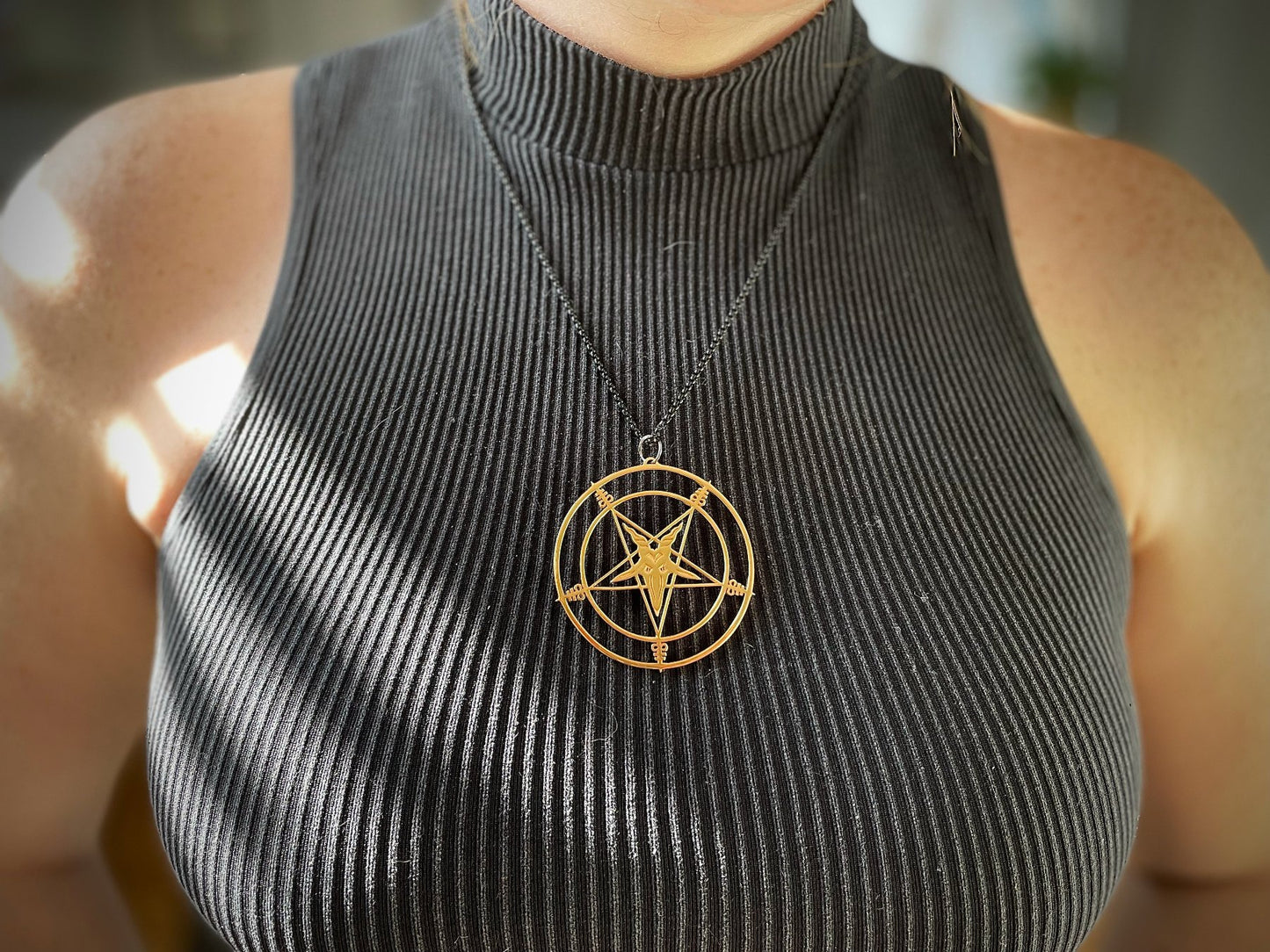 pentagram baphomet occult magic necklace pendant