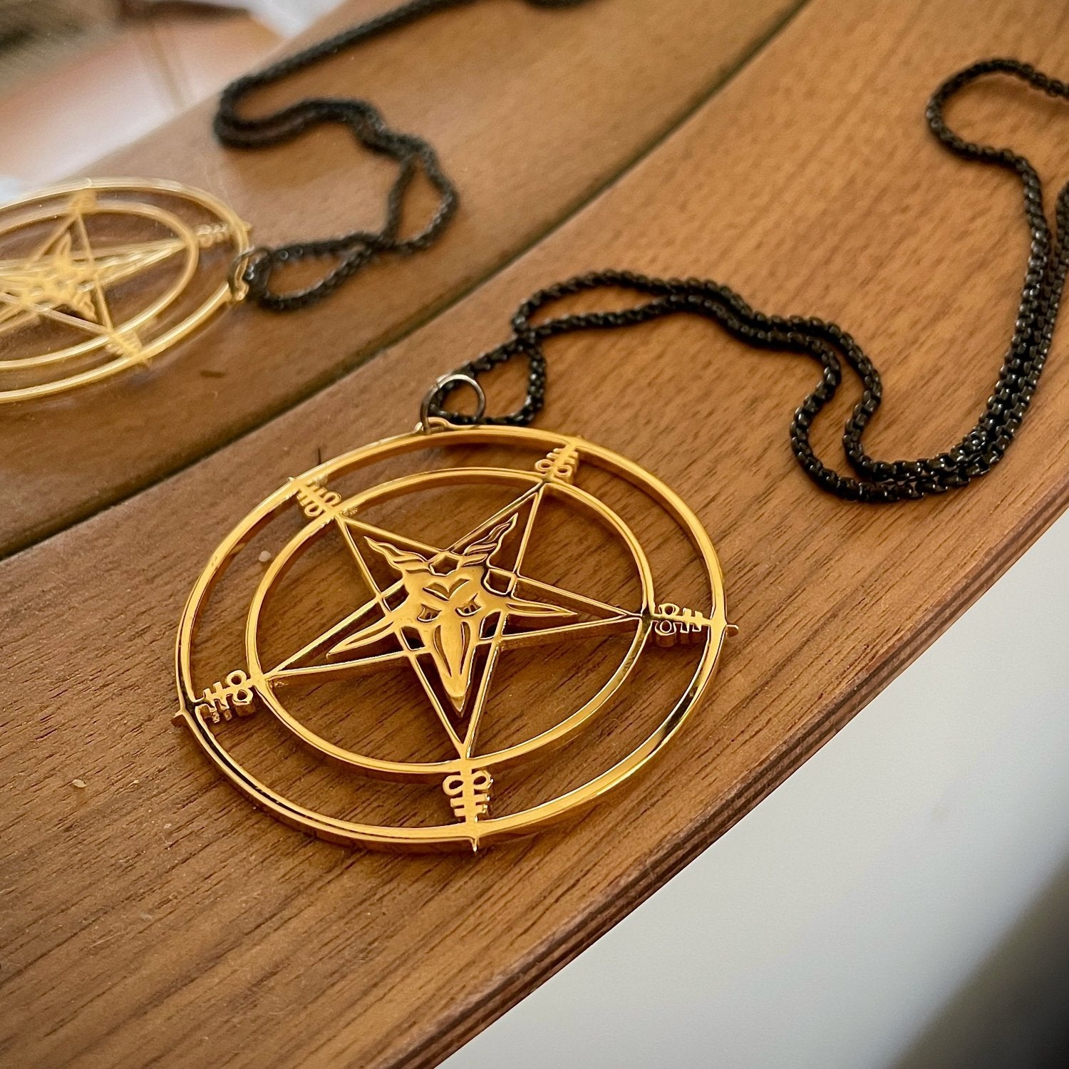 pentagram baphomet occult magic necklace pendant